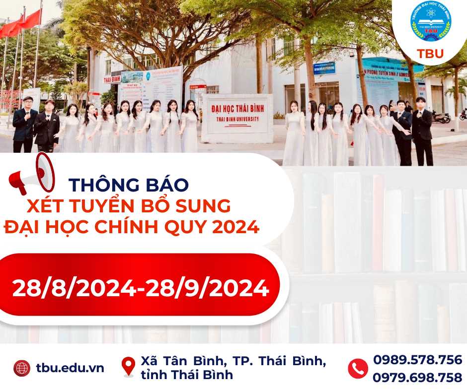 THÔNG BÁO XÉT TUYỂN BỔ SUNG (28/8/2024 - 28/9/2024) ĐẠI HỌC CHÍNH QUY 2024 